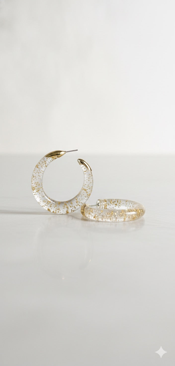 Clearly Golden Hoop Earrings