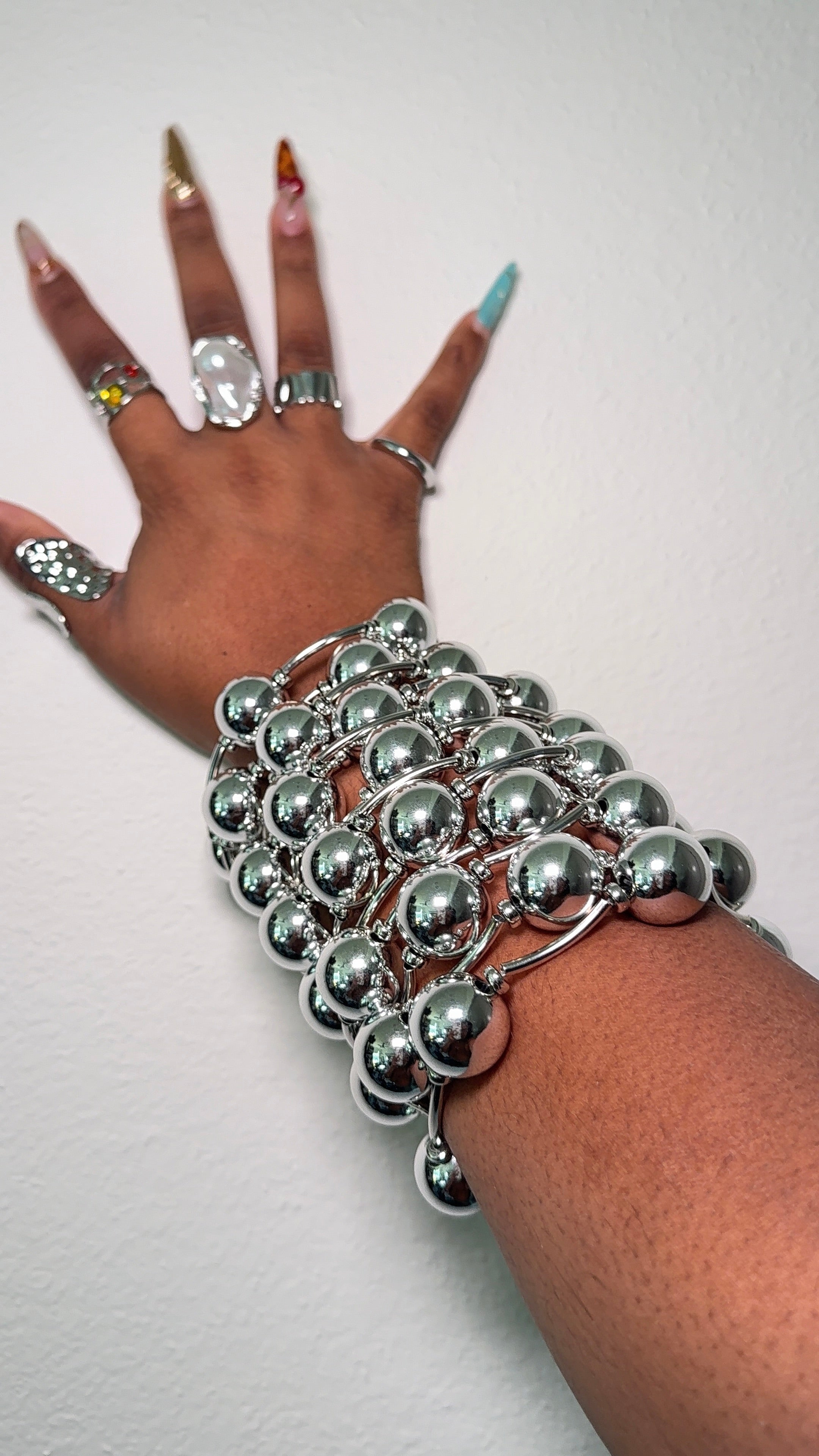 Chrome Sphere Bracelet Set