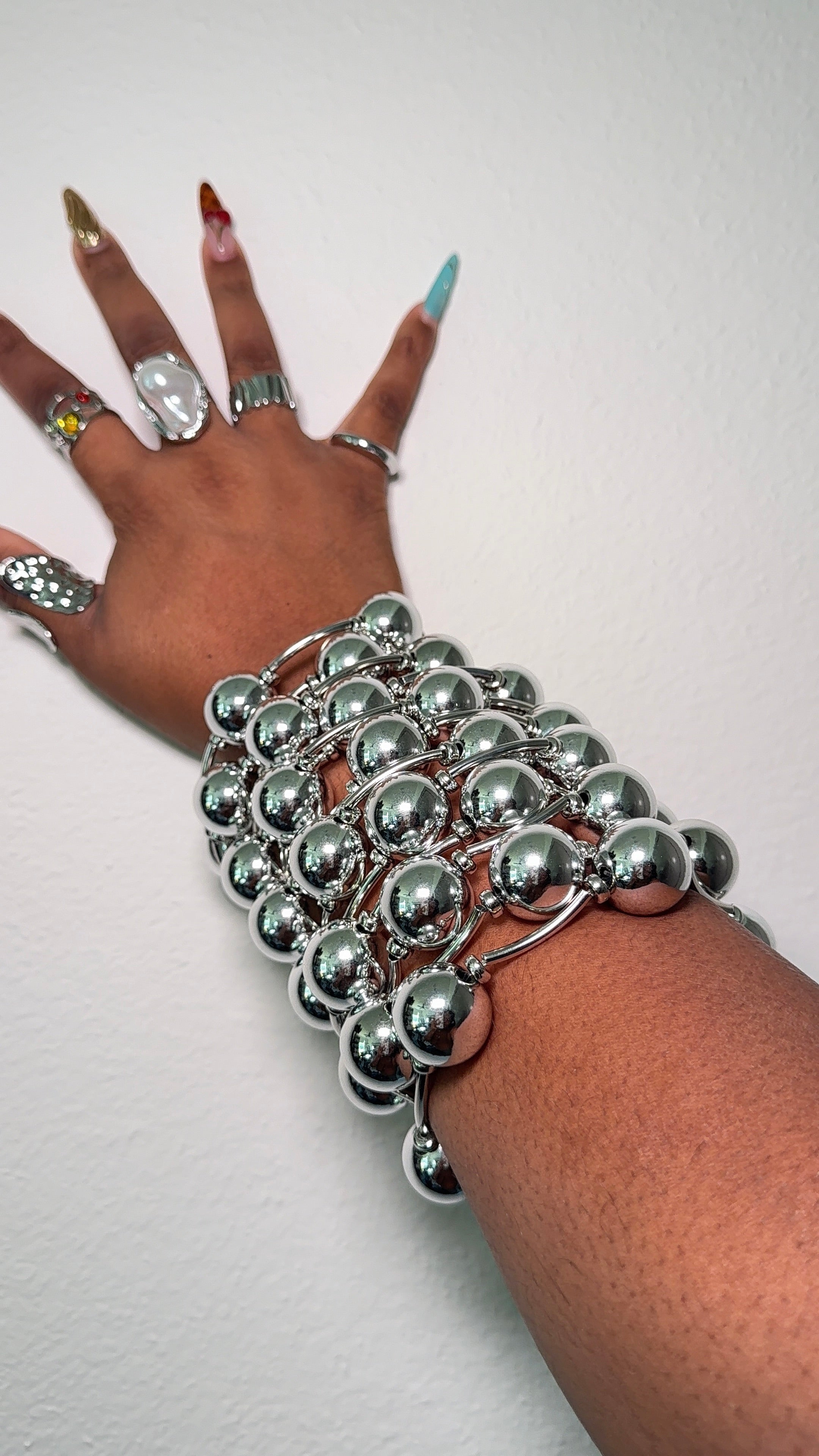 Chrome Sphere Bracelet Set