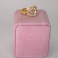 GOLD ROPE GEMSTONE HEART RING