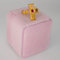 GOLD MULTICOLOR CROSS GEMSTONE RING