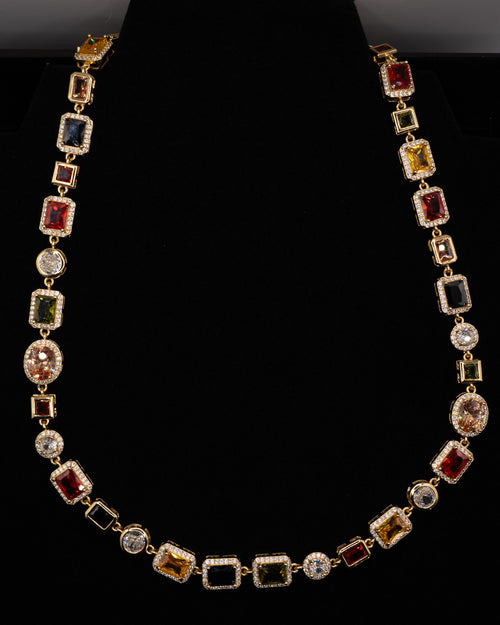 GOLD CHUNKY MULTICOLOR GEMSTONE CHAIN