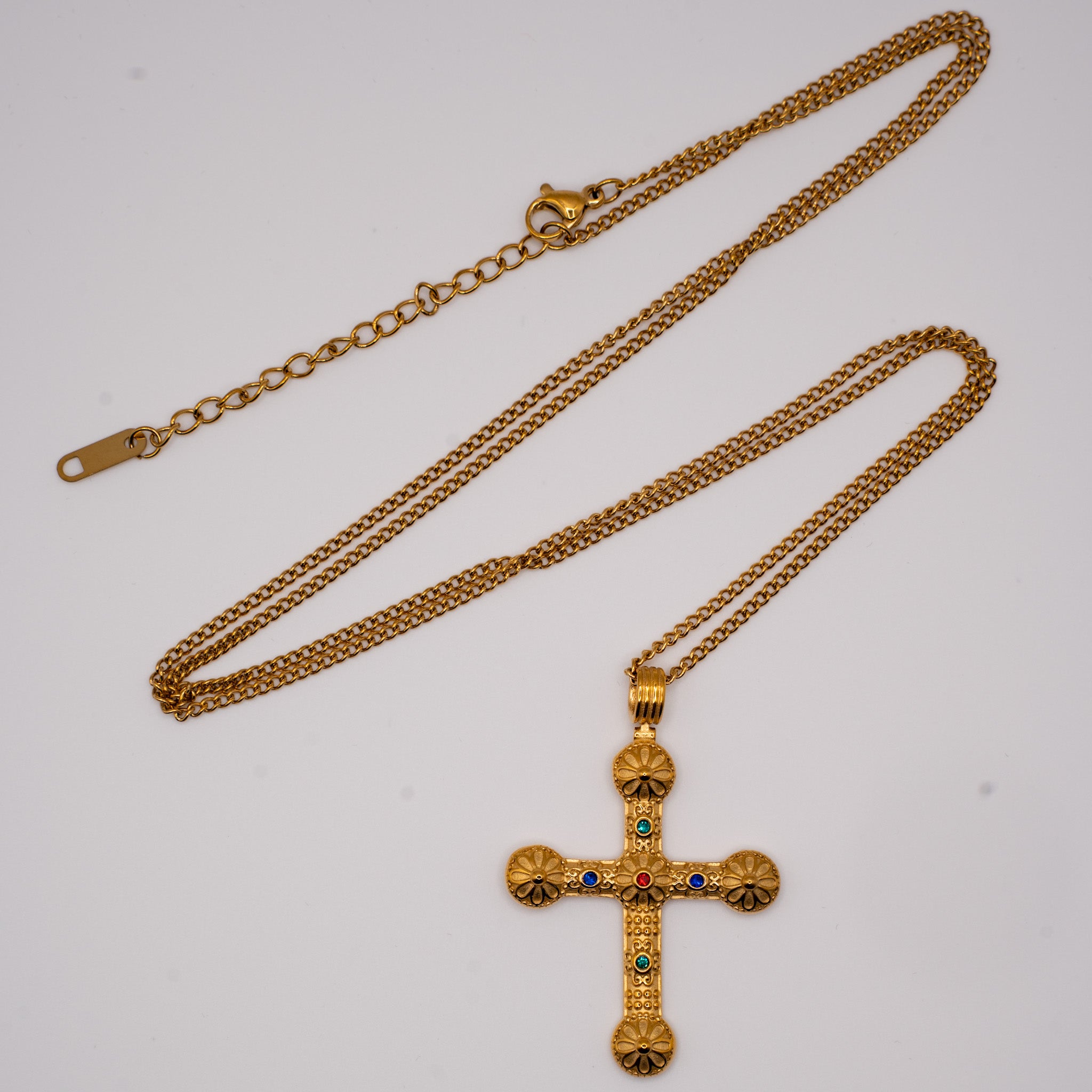 GOLD STACKABLE MULTICOLOR CROSS CHAIN