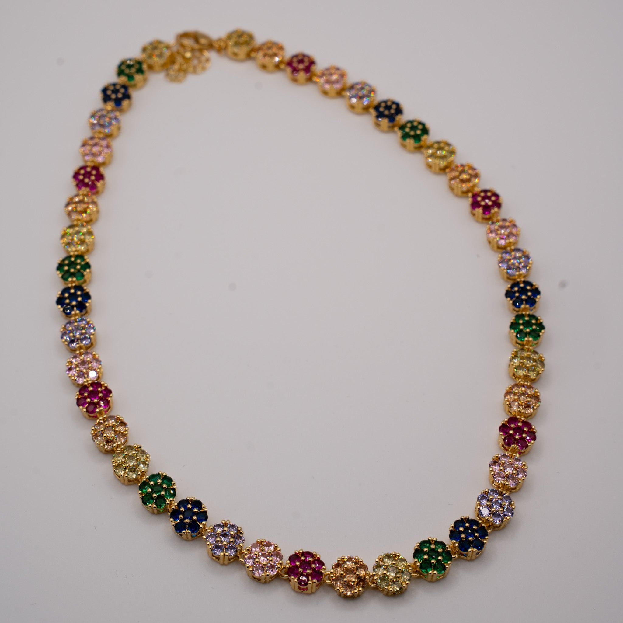 GOLD MULTICOLOR CLUSTER GEMSTONE CHAIN
